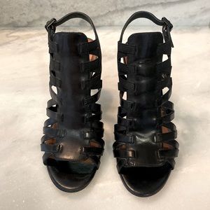 Via Spiga Shoes Black Leather Strappy Stiletto Heels Size 7.5